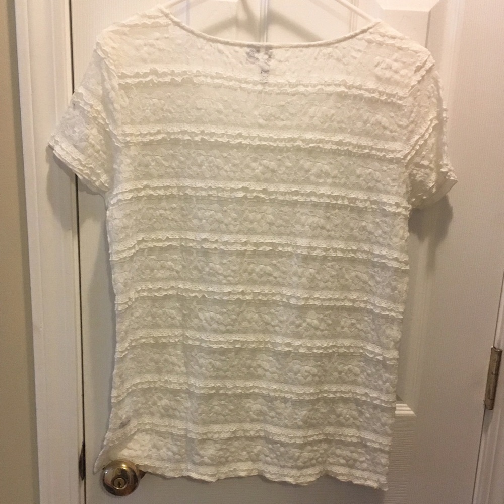 3 for $25! Elle white lace top - Picture 3 of 3